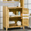 Armoire de salle de bain en bambou avec plusieurs tablettes et portes, naturel