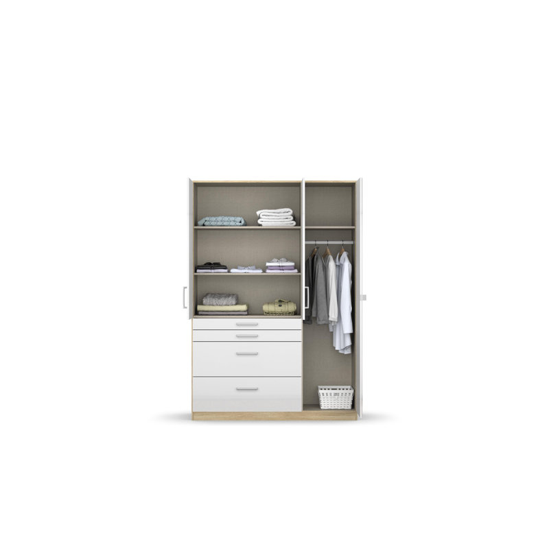 Harburg 3 Door Wardrobe, Alpine White/Grey