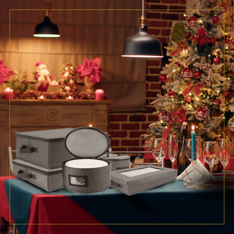 Gray 8-Piece Hard Shell China Storage Set with Lids
