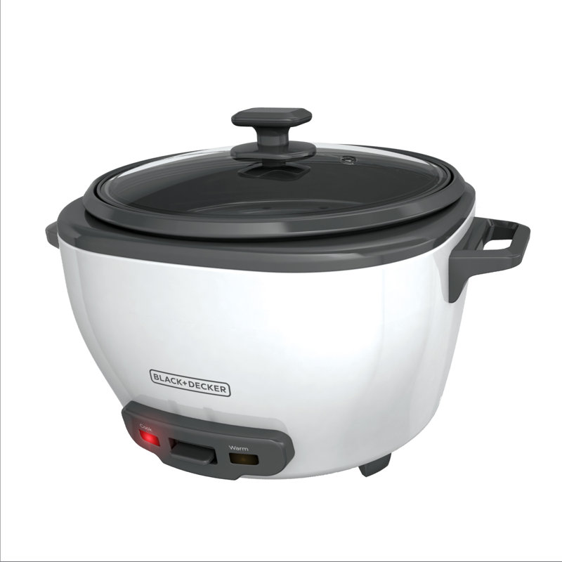 BLACK+DECKER, Rice Cooker, Uncooked Rice, Steaming Basket, Removable Non-Stick Bowl, One Touch, 28 Cup