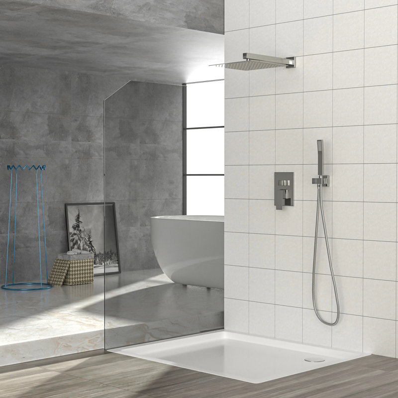 Système de double pomme de douche - fixation murale carrée de 10 pouces, tête en bronze huilé,, Bronze