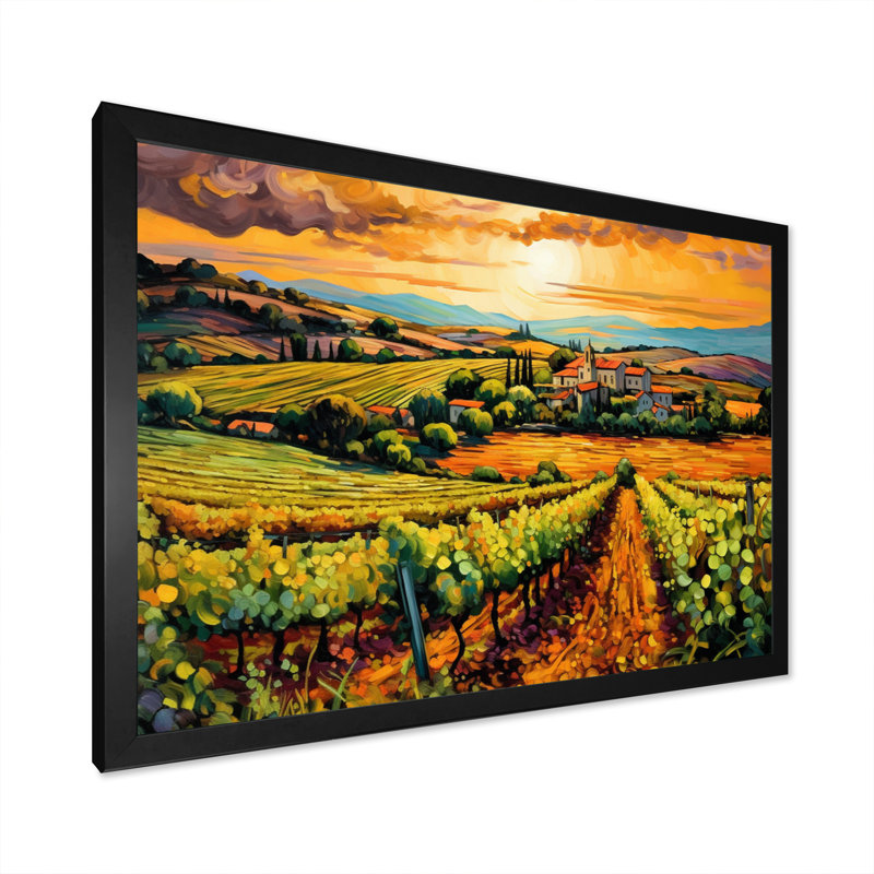 «Vangogh Sunlit Vineyard I», reproduction d'art sur toile inspirée par Vincent Van Gogh, H 12 po x l 20 po, Noir