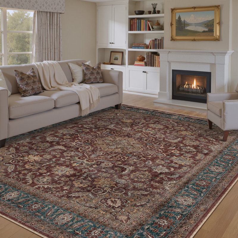 Tapis oriental lavable à la machine avec envers antidérapant Stella, Rectangle 9 pi x 12 pi