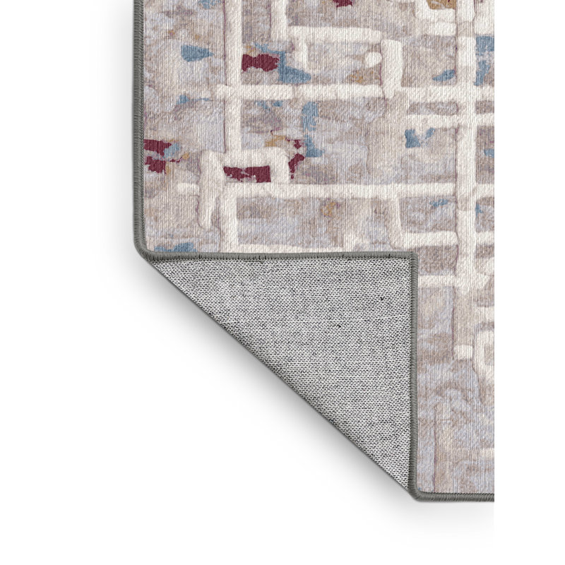 Machine Washable Gray Area Rug, Rectangle 4' x 6'