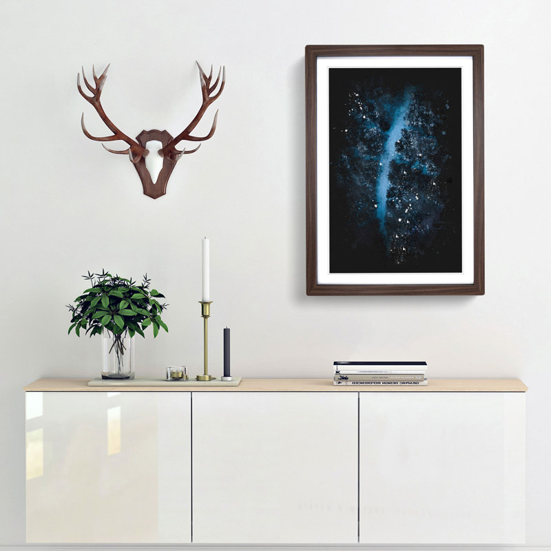Walking Through The Forest - Single Picture Frame Painting on MDF, Walnut Framed, 45cm H x 33cm W x 2cm D