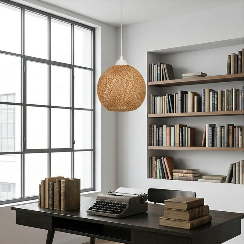 Lustre simple en forme de globe czerska, Brun écru, H 8,7 po x l 9,5 po x P 9,5 po