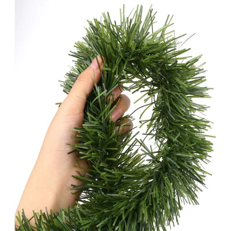 Guirlande de 50 pieds vert avec guirlande de pin artificiel de Noël, guirlande de tiges de Noël décoratives non éclairées 12 pouces x 2 pouces pour les fêtes