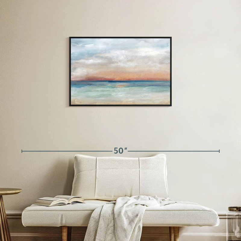 Scène sereine, paysage lumineux, 31 po x 21 po, Cadre flottant noir