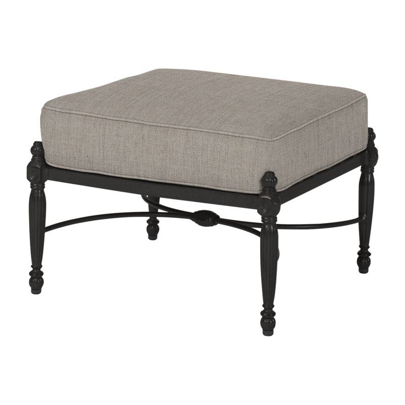 Bel Air Outdoor Ottoman, Cast Ash Sunbrella® Plainweave, Midnight Gold