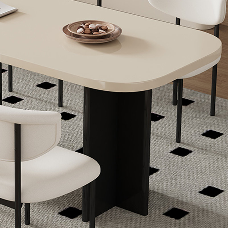Ensemble de table de salle à manger moderne, simple et pratique, H 29,52 po x L 70,86 po x l 31,49 po, Blanc, Blanc crème