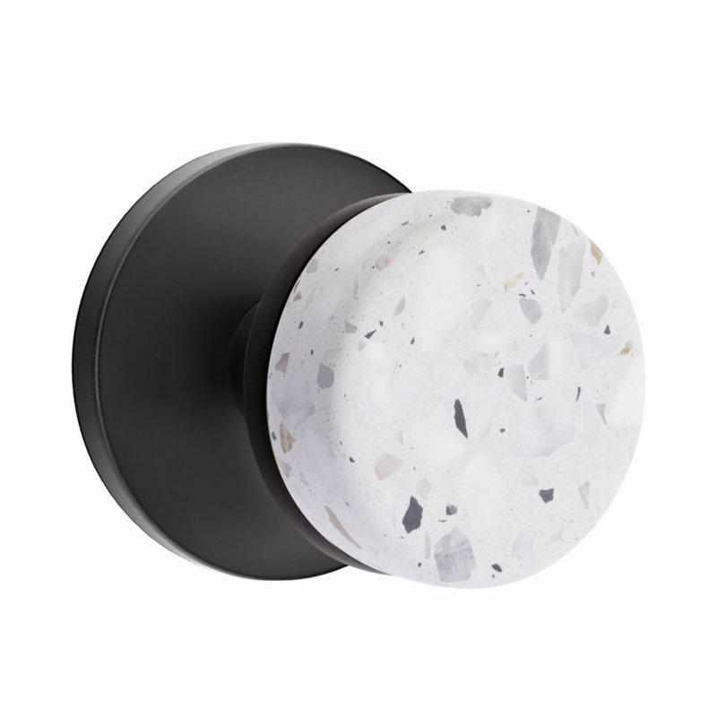 Ensemble de boutons de confidentialité Emtek Select, rosette à disque, tige conique, bouton Terrazzo clair, CF, Dos plat