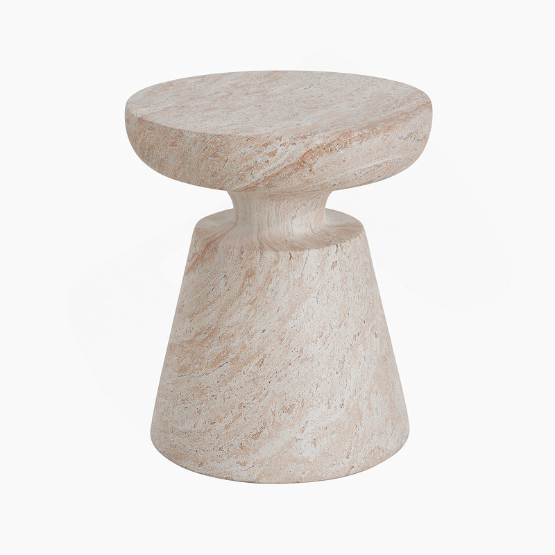 Outdoor/Indoor Lightweight Concrete Side Table,Travertine Finish