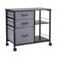 Classeur mobile avec 3 tiroirs en tissu et 2 tablettes ouvertes