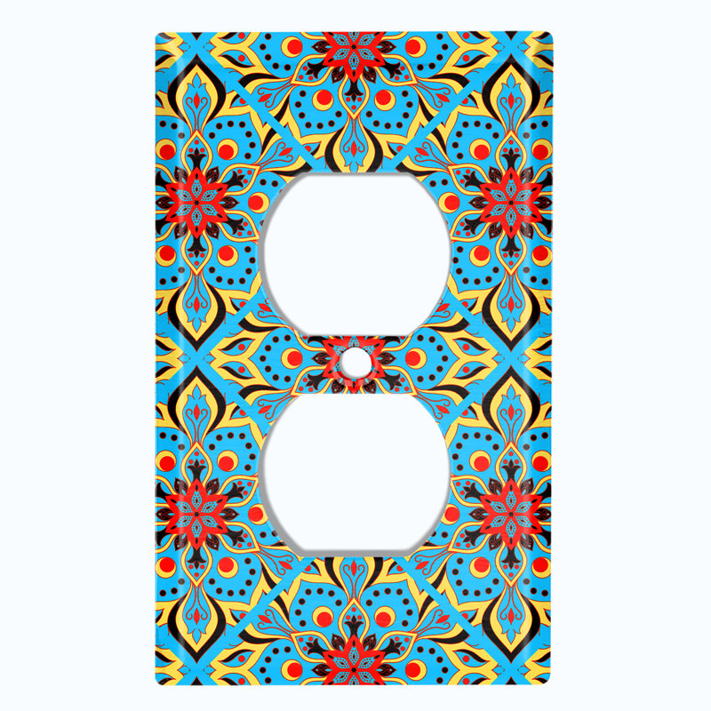 Carreau de mandala élégant bleu et rouge