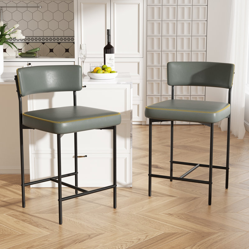 Chaise de salle à manger rembourrée moderne en métal avec dossier confortable, Gris