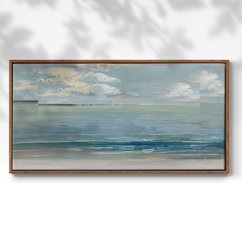 Across The Sound - Toile tendue avec châssis encadré - Prêt à être accroché, H 21 po x l 41 po, Noir
