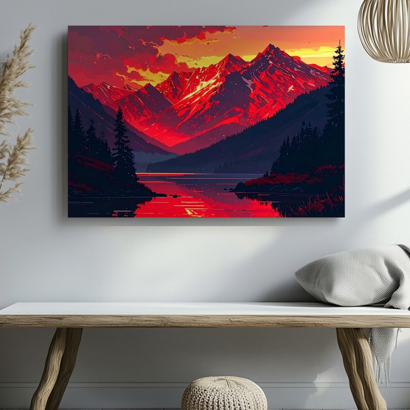 «Crimson Twilight Mountain», art sur toile, H 30 po x l 30 po