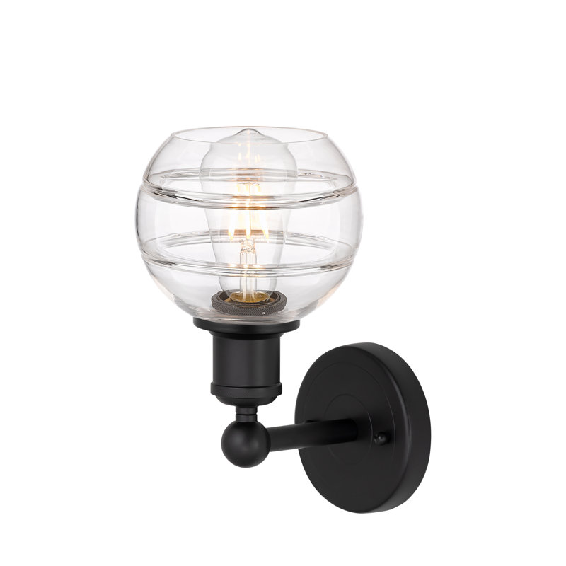 Applique murale 8 lumières Edison Bienes, Transparent, H 10,13 po x l 5,88 po x P 7,44 po, Noir mat