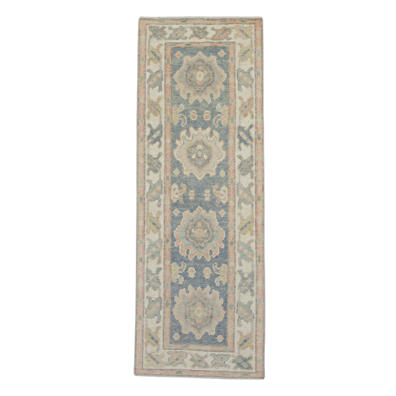 Milibor Hand Knotted Wool Floral Area Rug in Gray