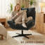 Upholstered Chenille Swivel With Footstool Accent Chair
