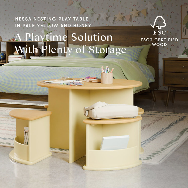 Nessa Nesting Play Table, Pale Yellow and Honey