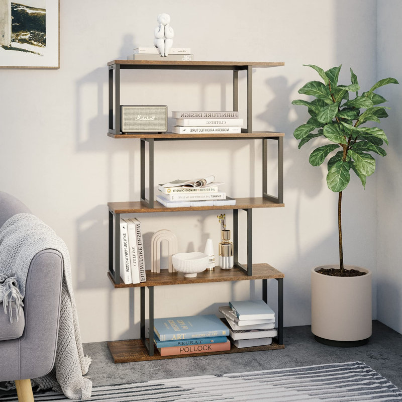 Trigg 127.5cm H x 76cm W Iron Etagere Bookcase