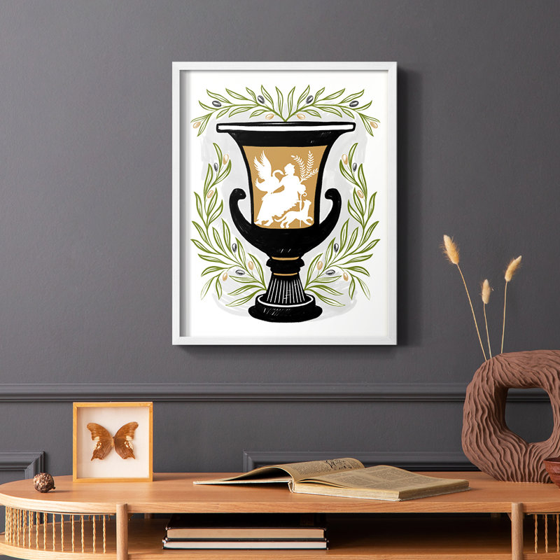 «Greek Vases I», reproduction encadrée - bois massif, Blanc, H 28 po x l 22 po