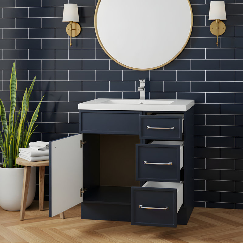 Manhattan Single Bathroom Vanity Set, Chrome, Blue, 48"