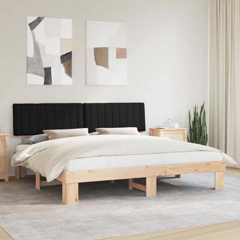 Solid Wood Bed, Natural/Black, Super King (6')