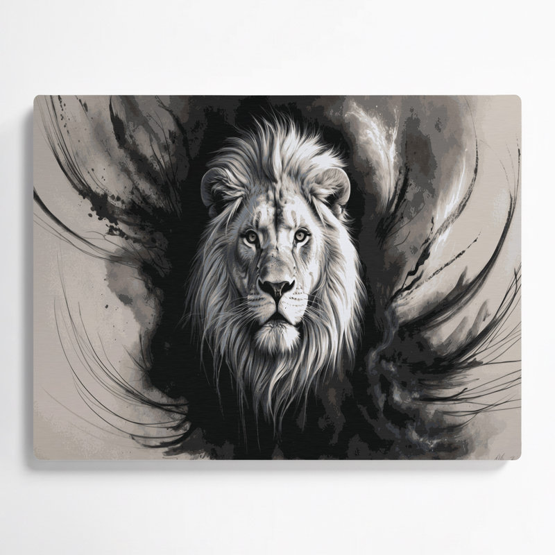 «Big Cats», lion blanc, art mural en métal, H 11 po x l 14 po