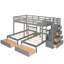 Wooden Triple Bunk Bed with Drawers, Guardrails & Space-Saving Design-269436621