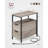 Side Table with Charging Station, Narrow End Table with 2 Drawers, Slim Nightstand and Bedside Table with Storage, for Small Spaces, Greige + Black