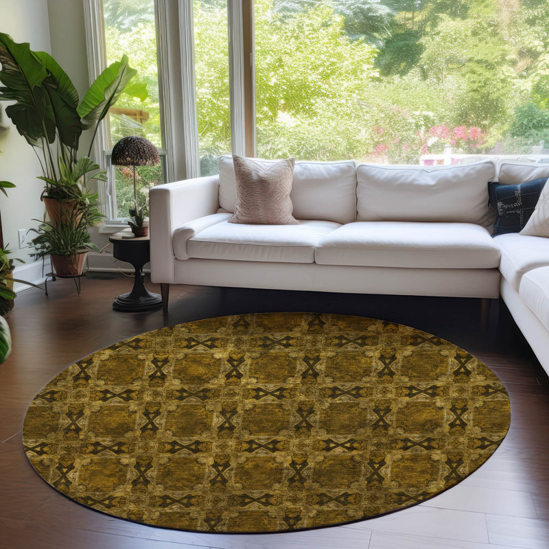 Geometric Indoor / Outdoor Rug, Round 8'
