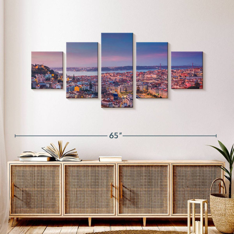 Paysage de Lisbonne matin, H 24 po x l 55 po