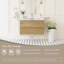 Meuble-lavabo flottant mural 36 po avec lavabo, conception fonctionnelle et moderne, lavabo à surface solide, tiroirs à fermeture en douceur, chêne naturel, résine, installation facile, meuble-lavabo à structure durable, lavabo