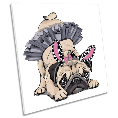 Pug Dog Puppy Ballerina Tutu - Wrapped Canvas Painting