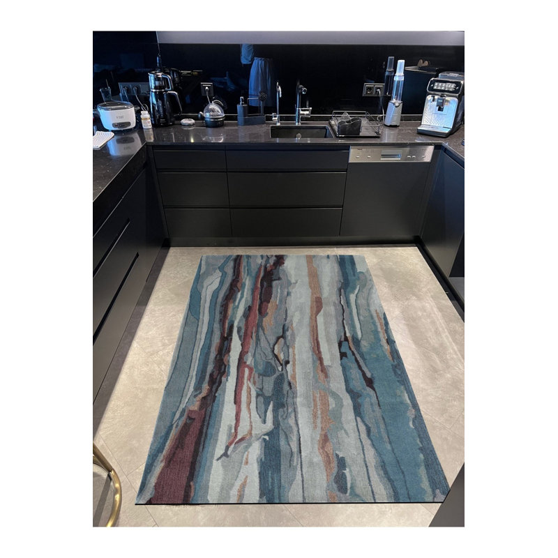 Tapis lavable multicolore à motif marbré, Rectangle 3 pi 3 po x 4 pi 11 po
