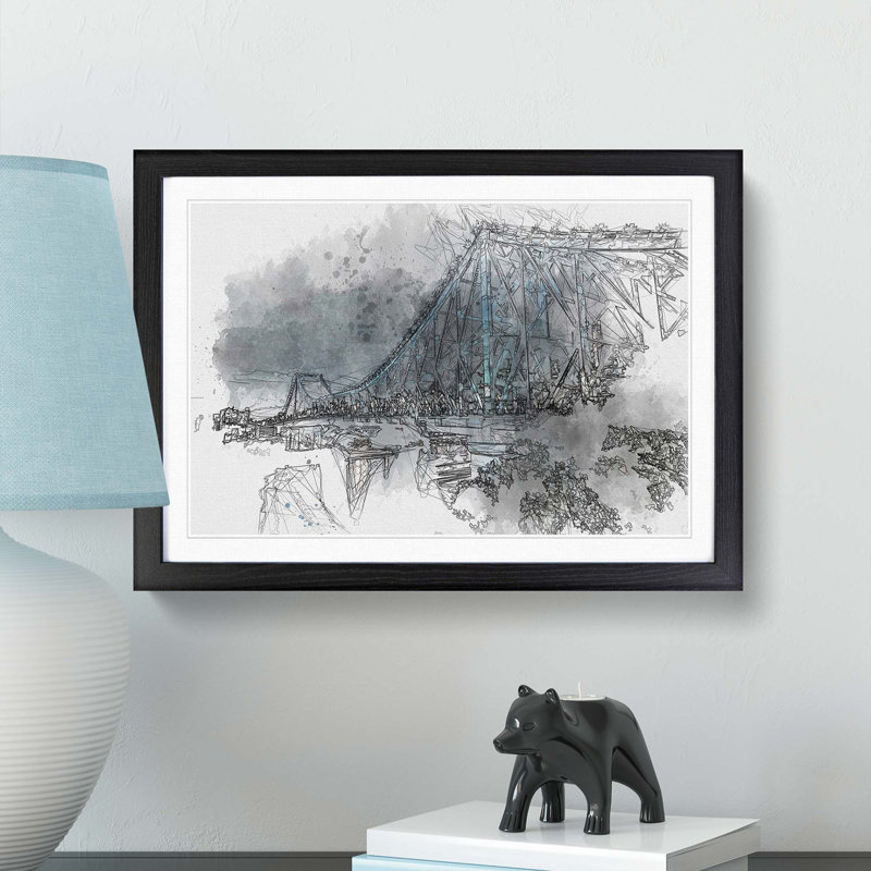 Story Bridge in Brisbane Australia in Abstract - Framed Print, Black Framed, 62cm H x 87cm W x 2cm D