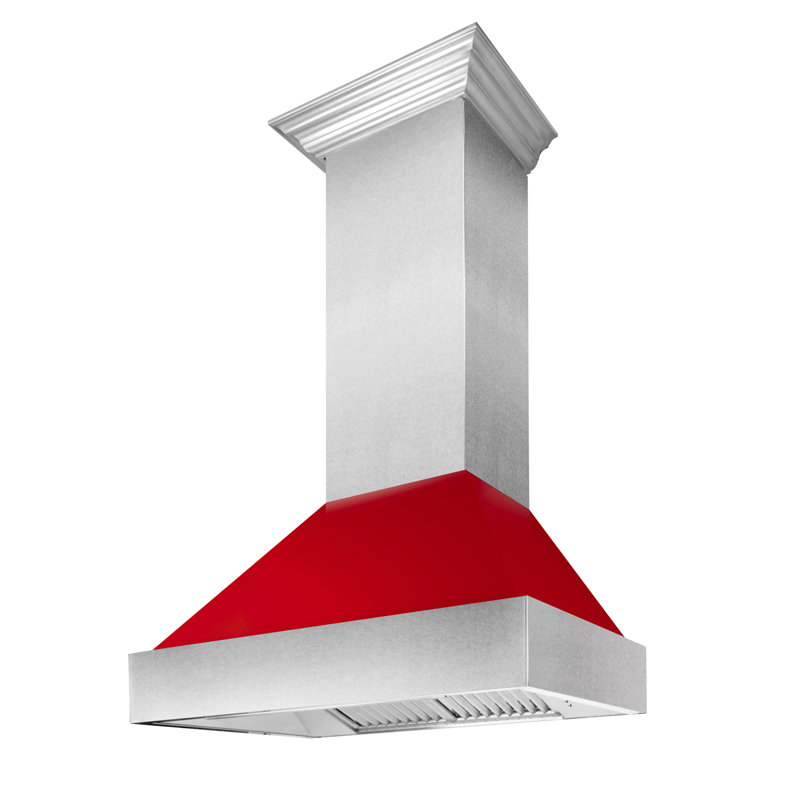 48" Fingerprint Resistant Stainless Steel Range Hood with Fingerprint Resistant Shell (8654SN-48), Red Gloss