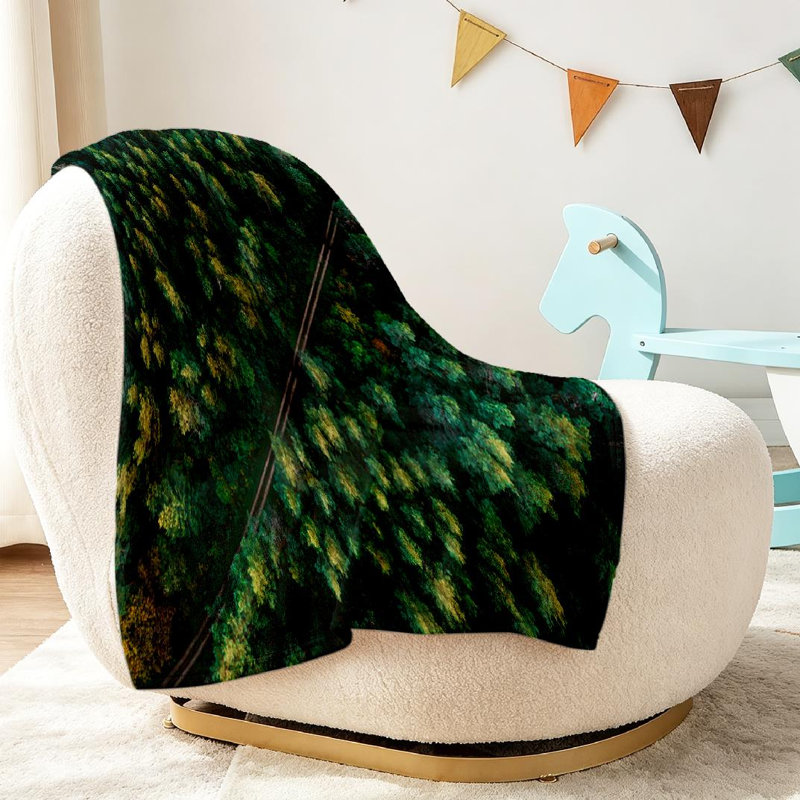Jeté en flanelle verte ultra douce, imprimé pin, Jeté 30 po x 40 po