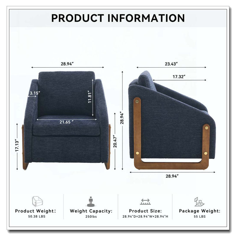 Fauteuil rembourré Chenille, Bleu