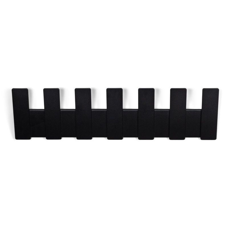 Steel 7 - Hook Wall Mounted Coat Rack, Black