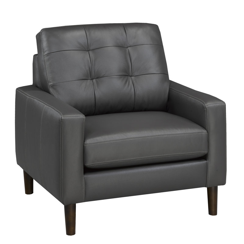 Fauteuil Laskie, Cuir véritable gris foncé