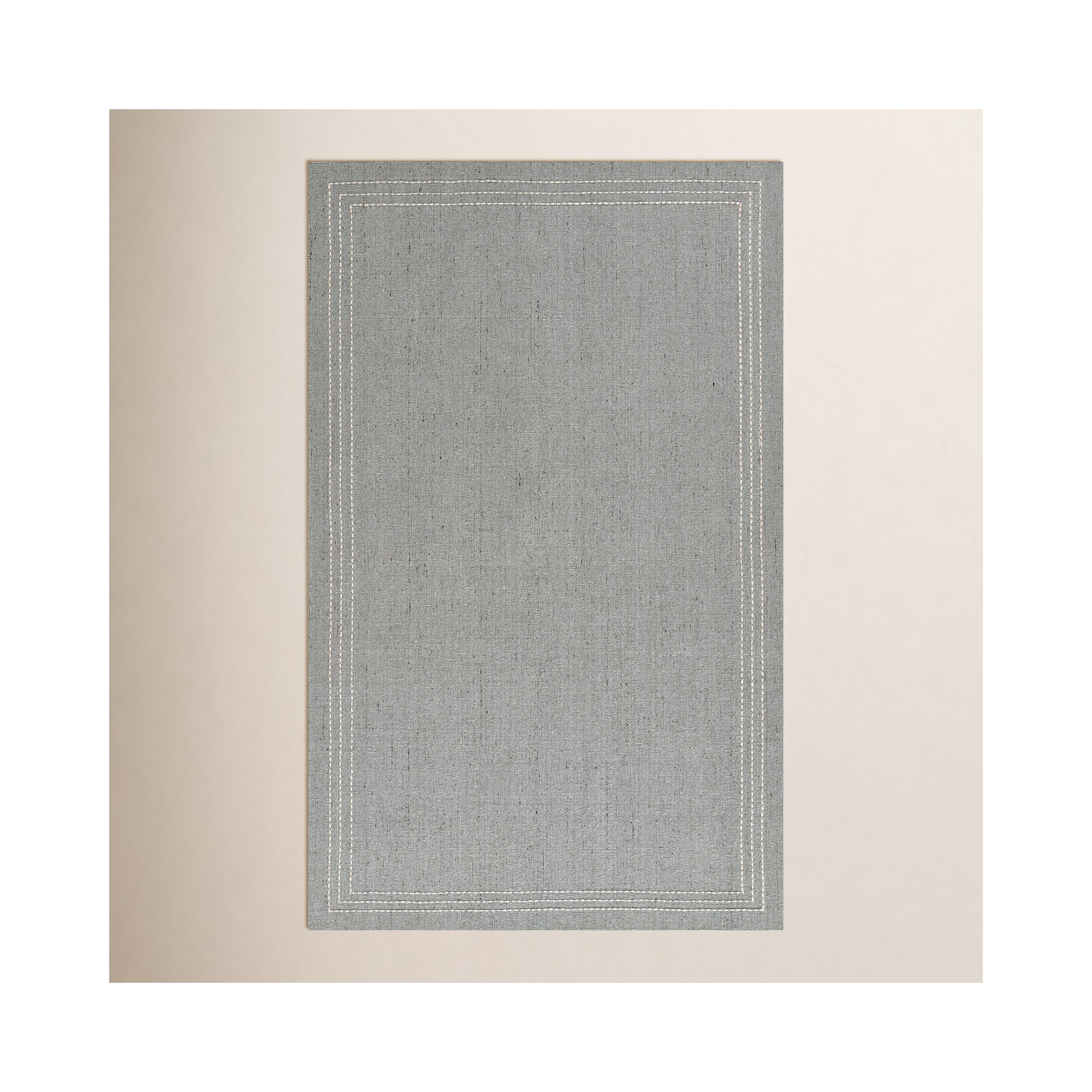 Momeni Oliver Solid Wool and Polyester Hand Loomed Light Blue Area Rug, Rectangle 5' x 8'