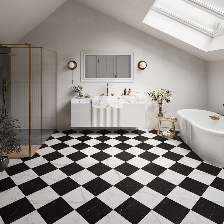 Tuscany Checkerboard 12X12 Marble Look Porcelain Tile