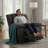 Manual Reclining Chair With Overstuffed Cushions, Soft Corduroy Fabric Single Sofa For Living Room, Home Theater, Dark Gray
