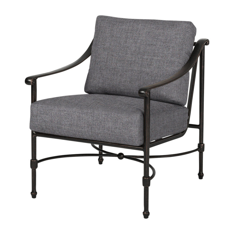 Morro Bay Lounge Chair with Sunbrella Cushions, Cast Slate Sunbrella® Plainweave, Midnight Gold