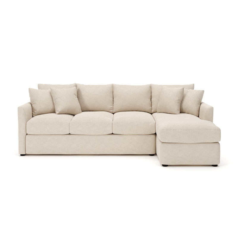 Cecelia Upholstered Sectional, Conversation Ivory Basketweave, Right Hand Facing