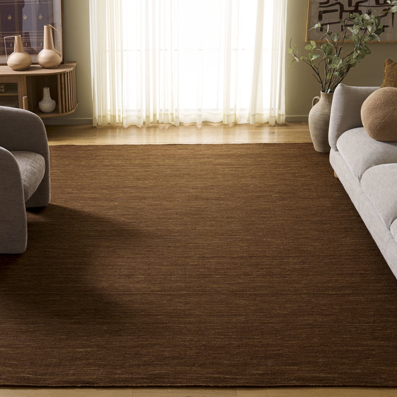 Brandal Hand Loomed Wool/Cotton Rug in Brown, Rectangle 8' x 10'