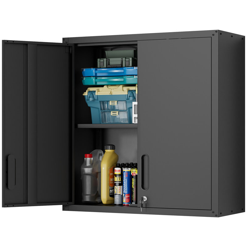 Makeace 29.5'' Metal Wall Garage Storage Cabinet with Adjustable Shelf,Durable Tool Cabinet, Black